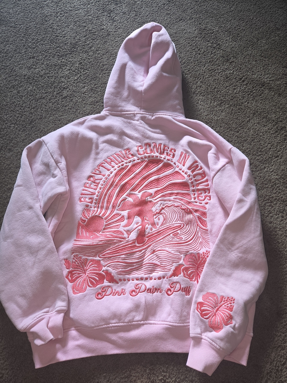 Pink Palm Puff Hoodie Size XS
